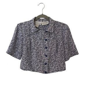 Vtg Liz Roberts Woman’s Classy Top Blue & White, Sz M